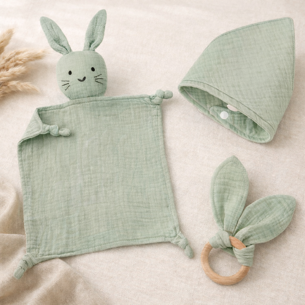 Baby Schmusetuch Set - handgemacht & mit unterschiedlichen Wunschtexten